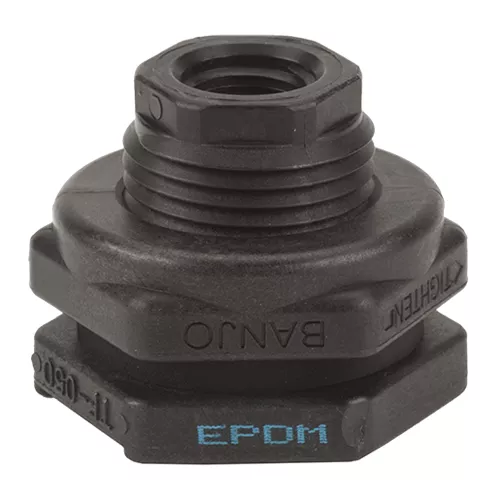 TF050 - ½" Poly Bulkhead Tank Fitting with EPDM gasket
