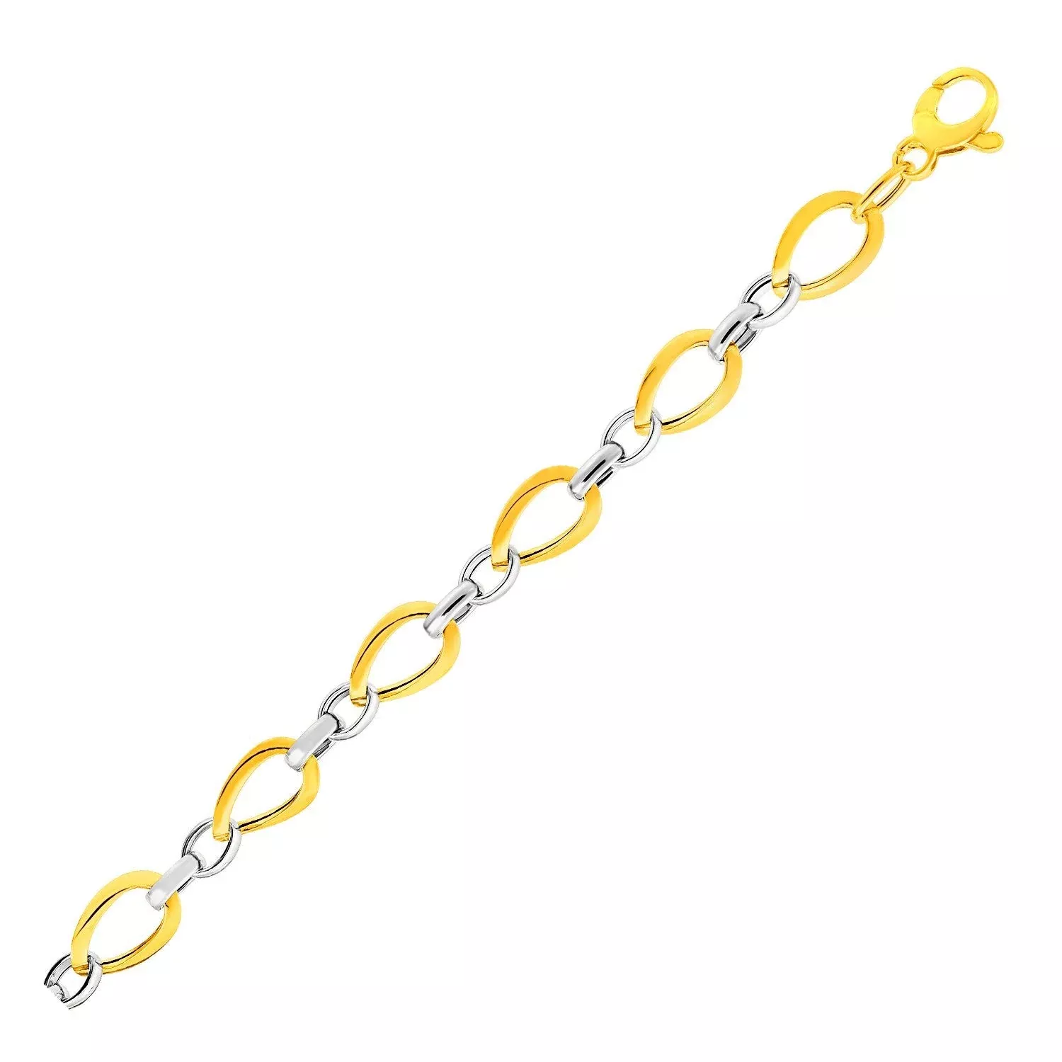 Twisted Oval Chain Bracelet in 14k Two Tone Gold