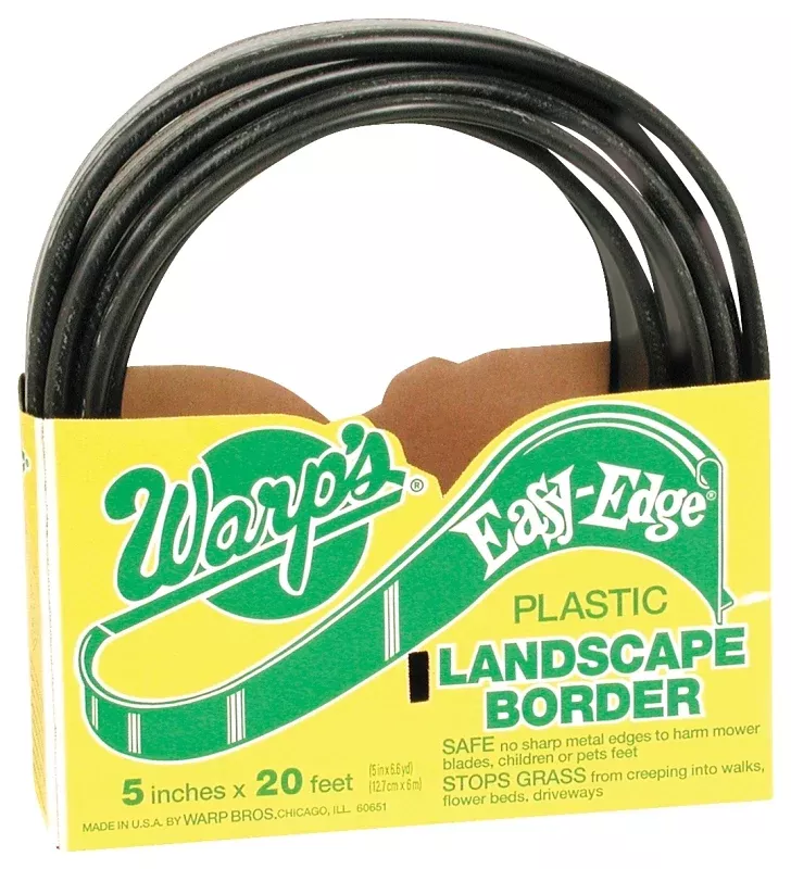 Warp's Easy-Edge Series LB-520-B Landscape Border, 20 ft L, 5 in H, Plastic/Polyethylene, Black