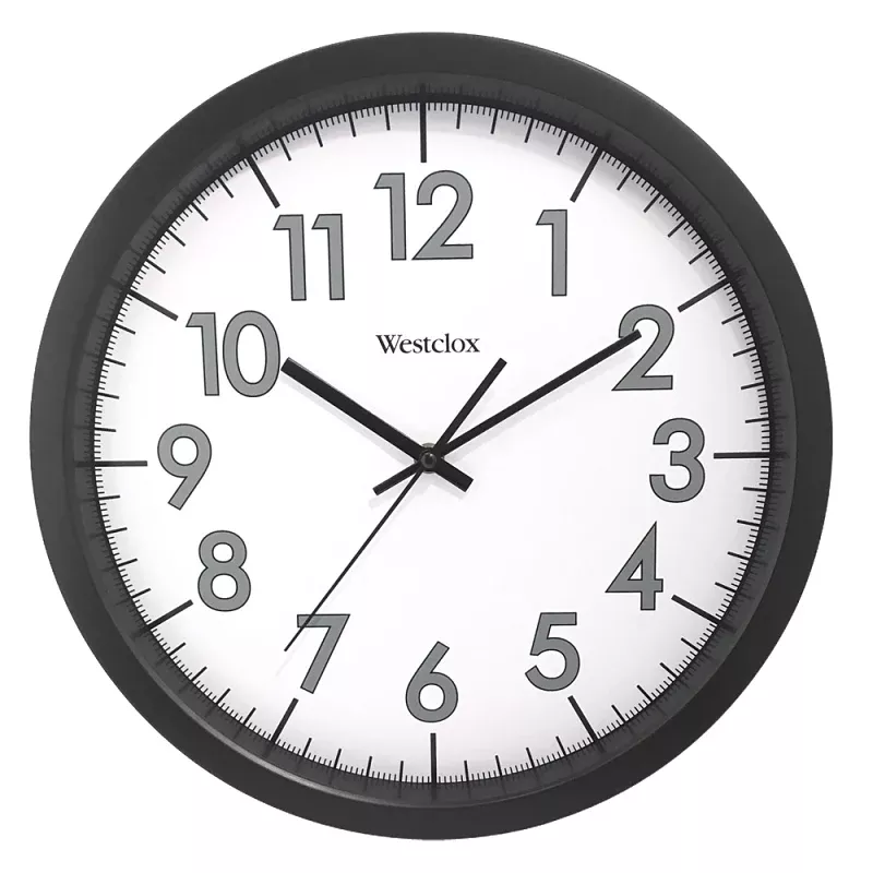 Westclox 32067 Clock, Round, Black Frame, Plastic Clock Face, Analog