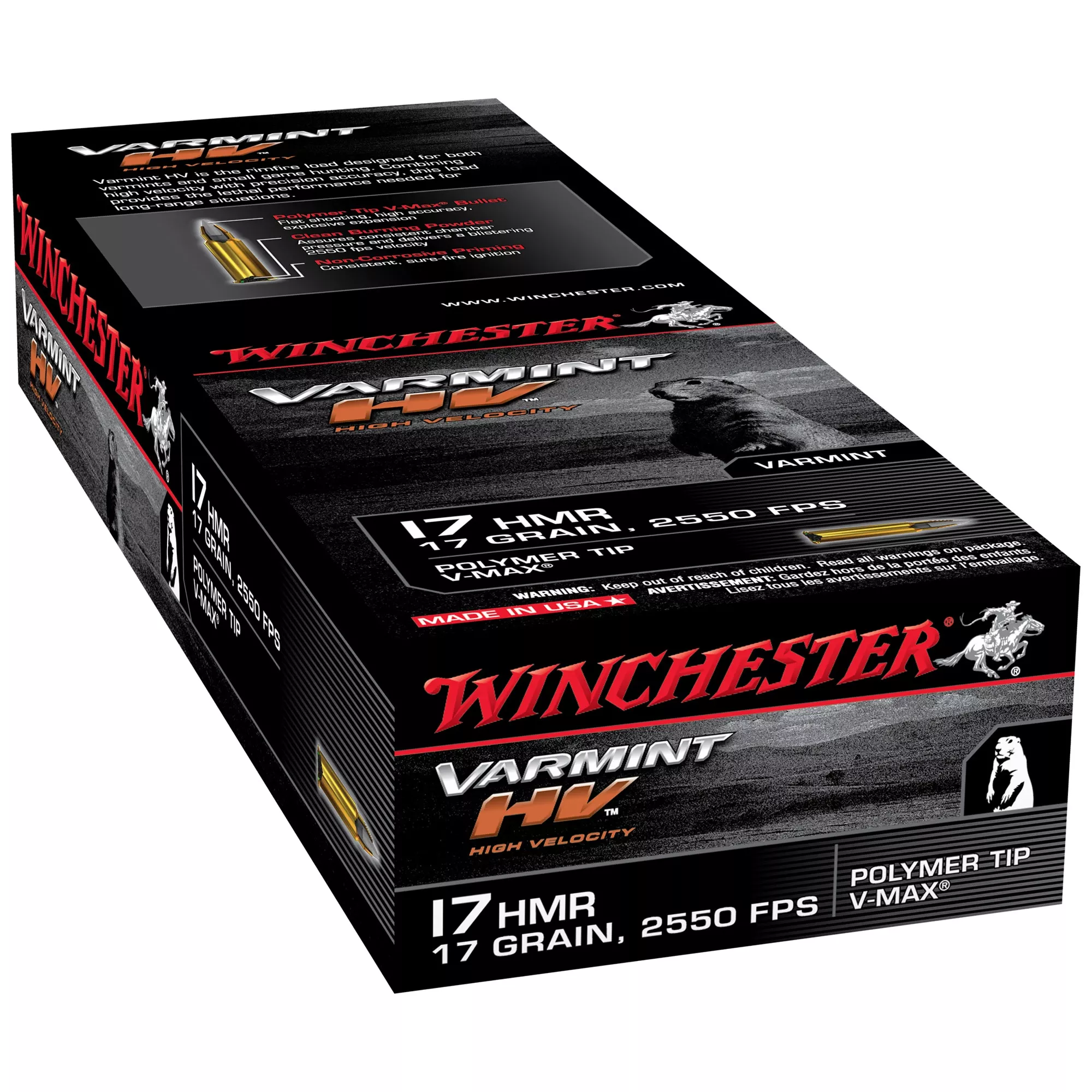 Winchester Varmint Hv .17 Hmr Ammo, 17 Grain, Model S17hmr1