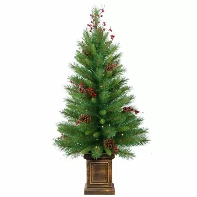 Woodland Berry Artificial Entrance Tree, 50 Clear Lights, 4-ft.