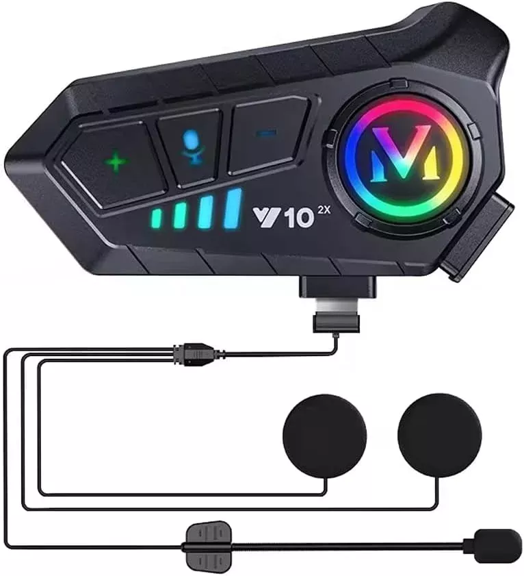 Y102X Helmet Talk Motorcycle Helmet Headset, Wireless Helmet Intercom for 2 People to Talk, with CVC Noise Reduction Music Control Response, Bluetooth Headset speaker for motorcycle helmet intercom