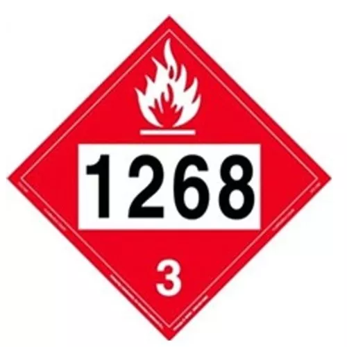 ZRVP2-1268 - Flammable Liquid Placard, UN 1268, Rigid Vinyl